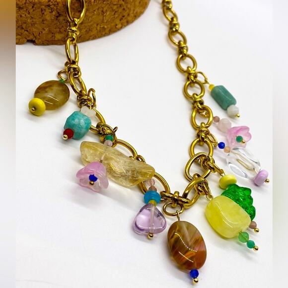 NEW Funky Glass Chunky Charm Necklace - Picture 5 of 16